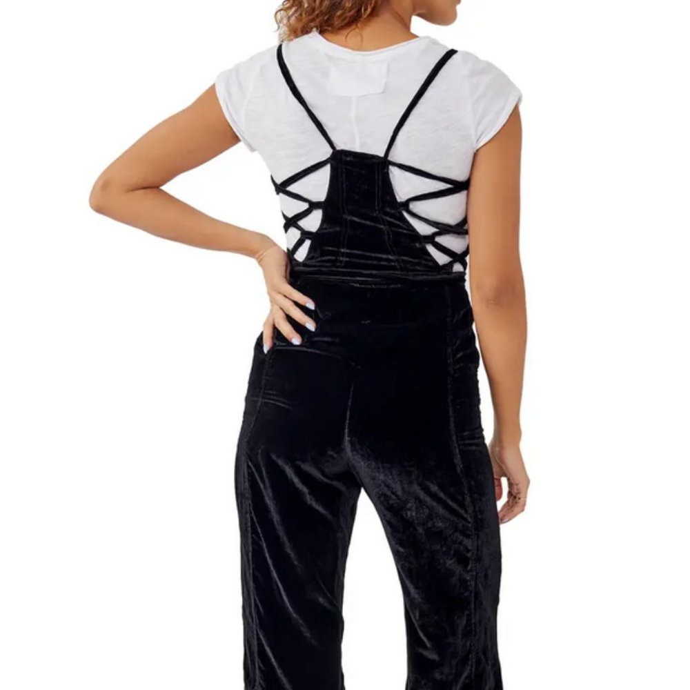 Free People 90s Forever Overall Crushed Velvet Size XL NWT - Picture 6 of 12